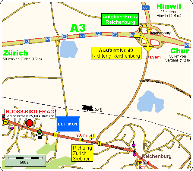 Lageplan Buttikon; B�ros und Industrieelektronik